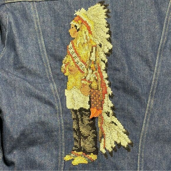 Vintage 70's Wrangler No Fault Sanforized Denim Blue Jean Jacket Mens 44 Long - Picture 3 of 7